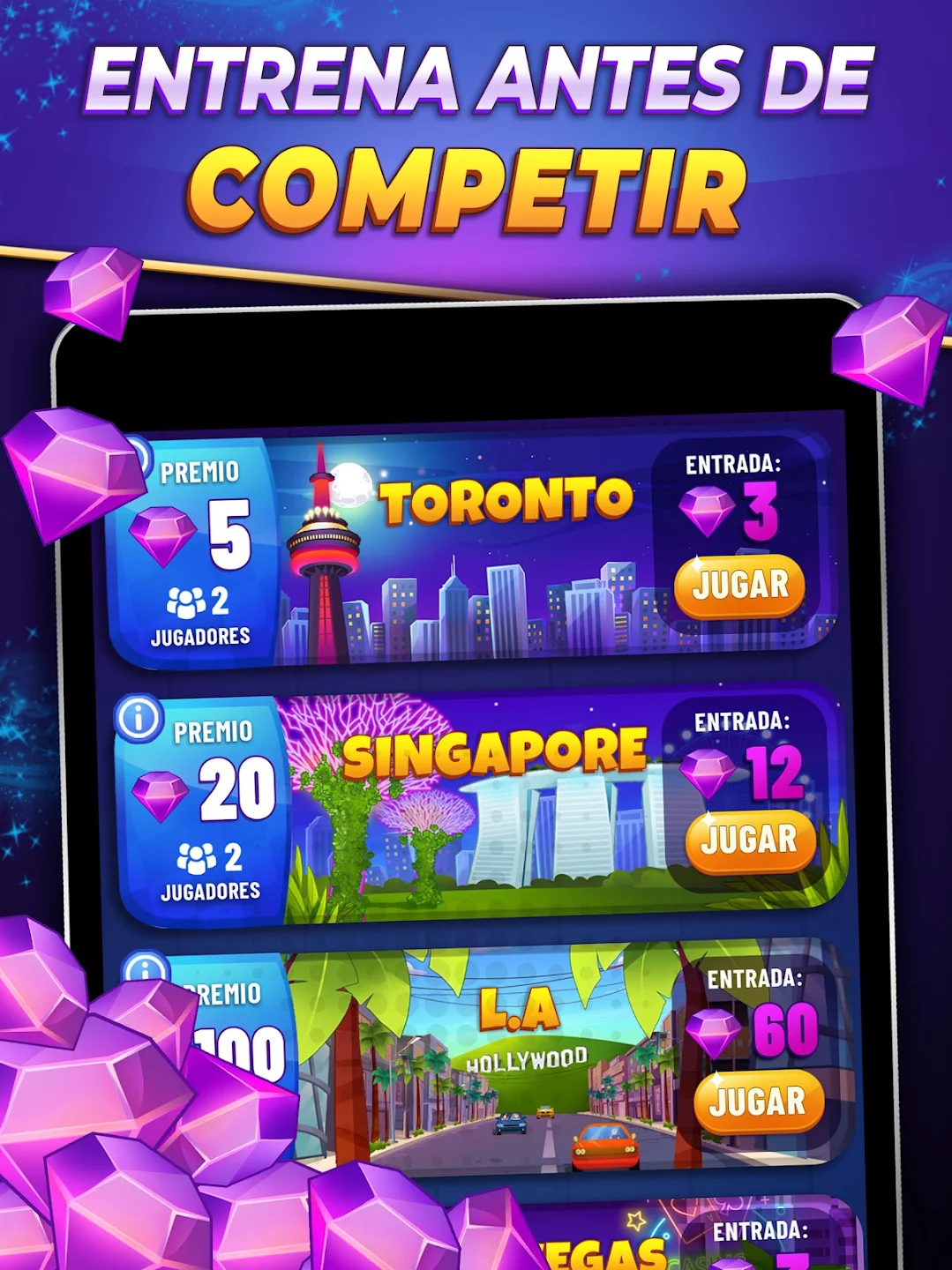 EgoGames promotional artwork showing a list of game rooms themed around cities.