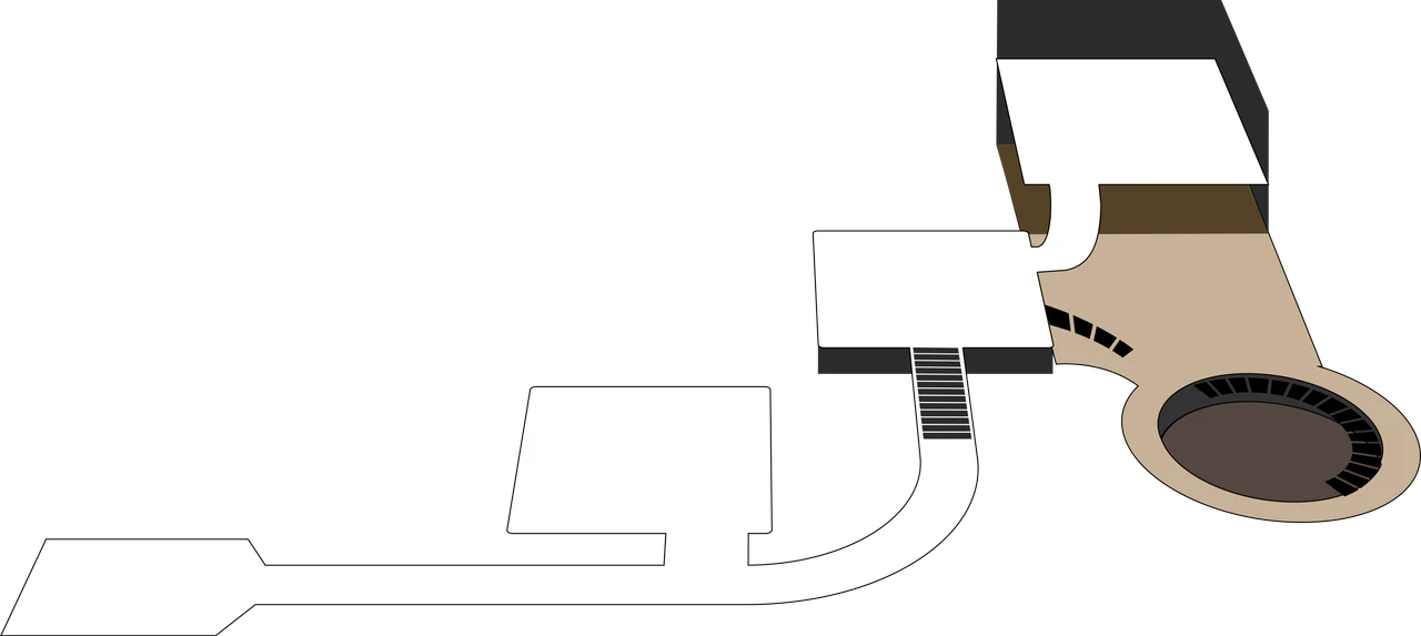 The Bunker level layout showing connected rooms, stairs and a circular space.
